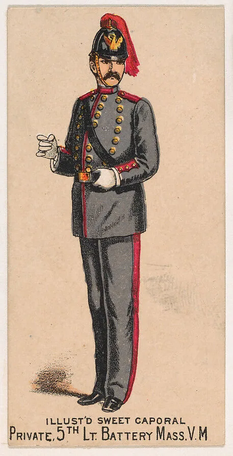 Private, 5th Light Battery, Massachusetts, V.M., from the Military Series (N224) issued by Kinney Tobacco Company to promote Sweet Caporal Cigarettes — Kinney Brothers Tobacco Company