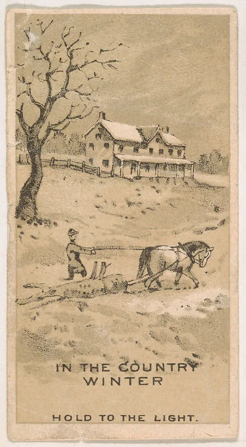 In the Country Winter, from the Magic Changing Cards series (N223) issued by Kinney Tobacco Company — Kinney Brothers Tobacco Company