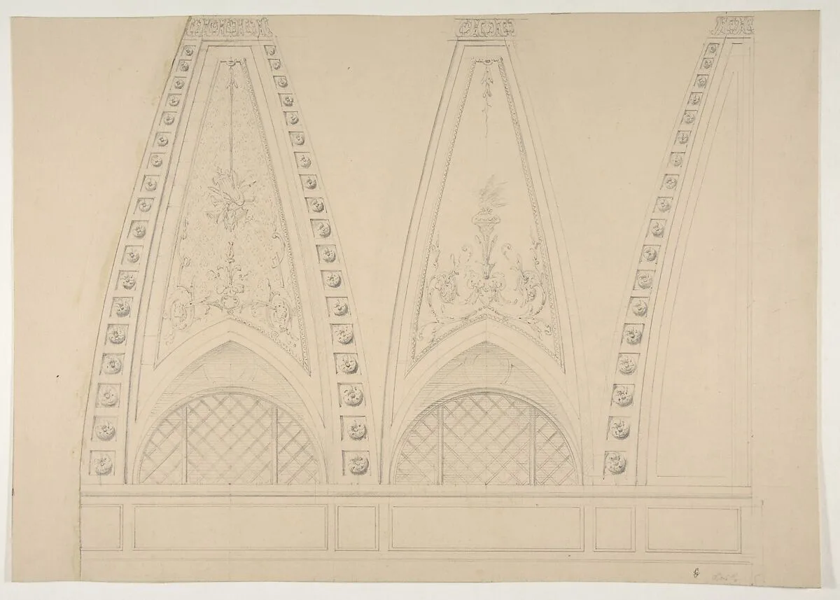 Designs for decorated pendentives — Jules-Edmond-Charles Lachaise|Eugène-Pierre Gourdet