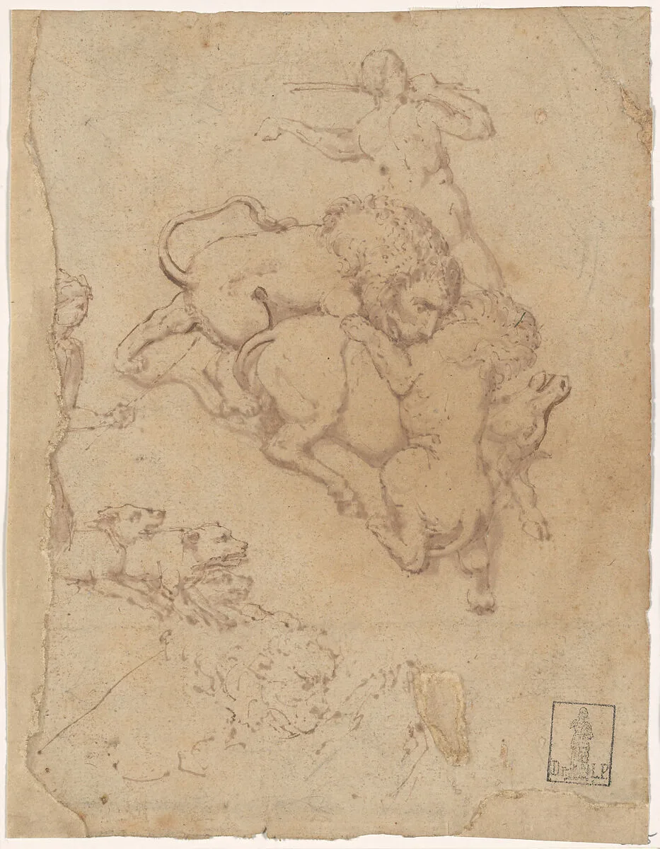 Hunting Scene and Lions Attacking Animals — The Veneto