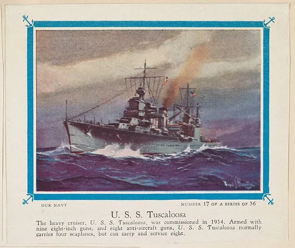 No. 17, U. S. S. Tuscaloosa, collector card from the Our Navy series (D62), issued by the Kelley Baking Company — Kelley Baking Company