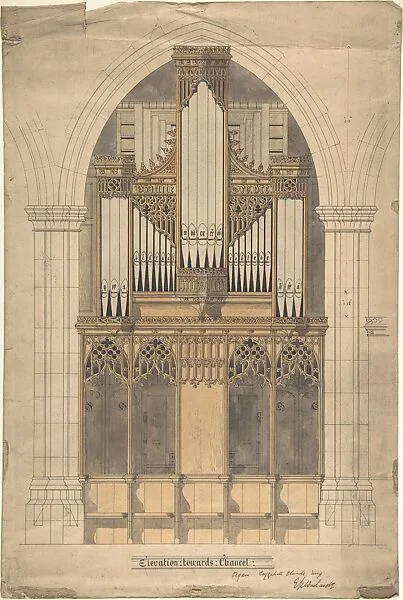 Elevation towards Chancel, Organ, Coggeshall Church, Essex (Church of St. Peter-ad-Vincula) — Ernest Geldart