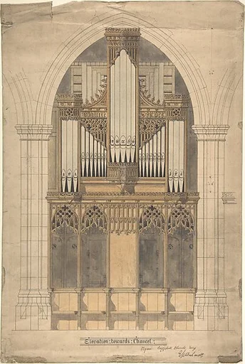 Elevation towards Chancel, Organ, Coggeshall Church, Essex (Church of St. Peter-ad-Vincula)