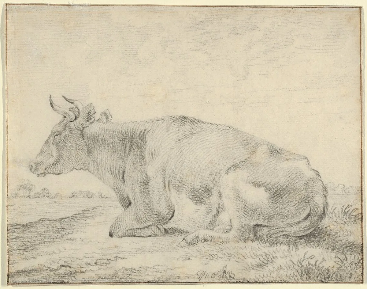 A Cow Lying in a Landscape — Pieter Gerardus van Os