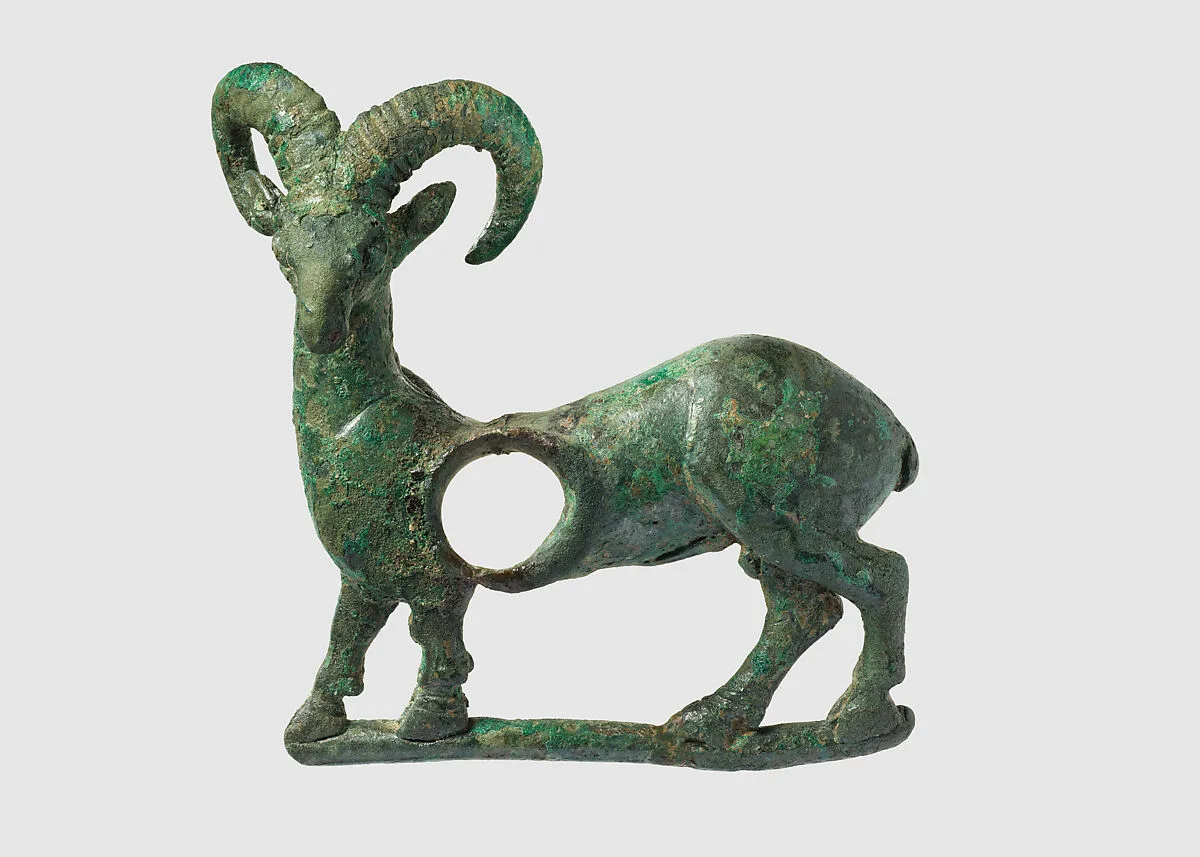 Horse bit cheekpiece in form of a mouflon — Unknown