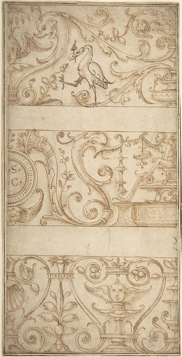 Ornament design after the antique — Anonymous, Italian, 16th century