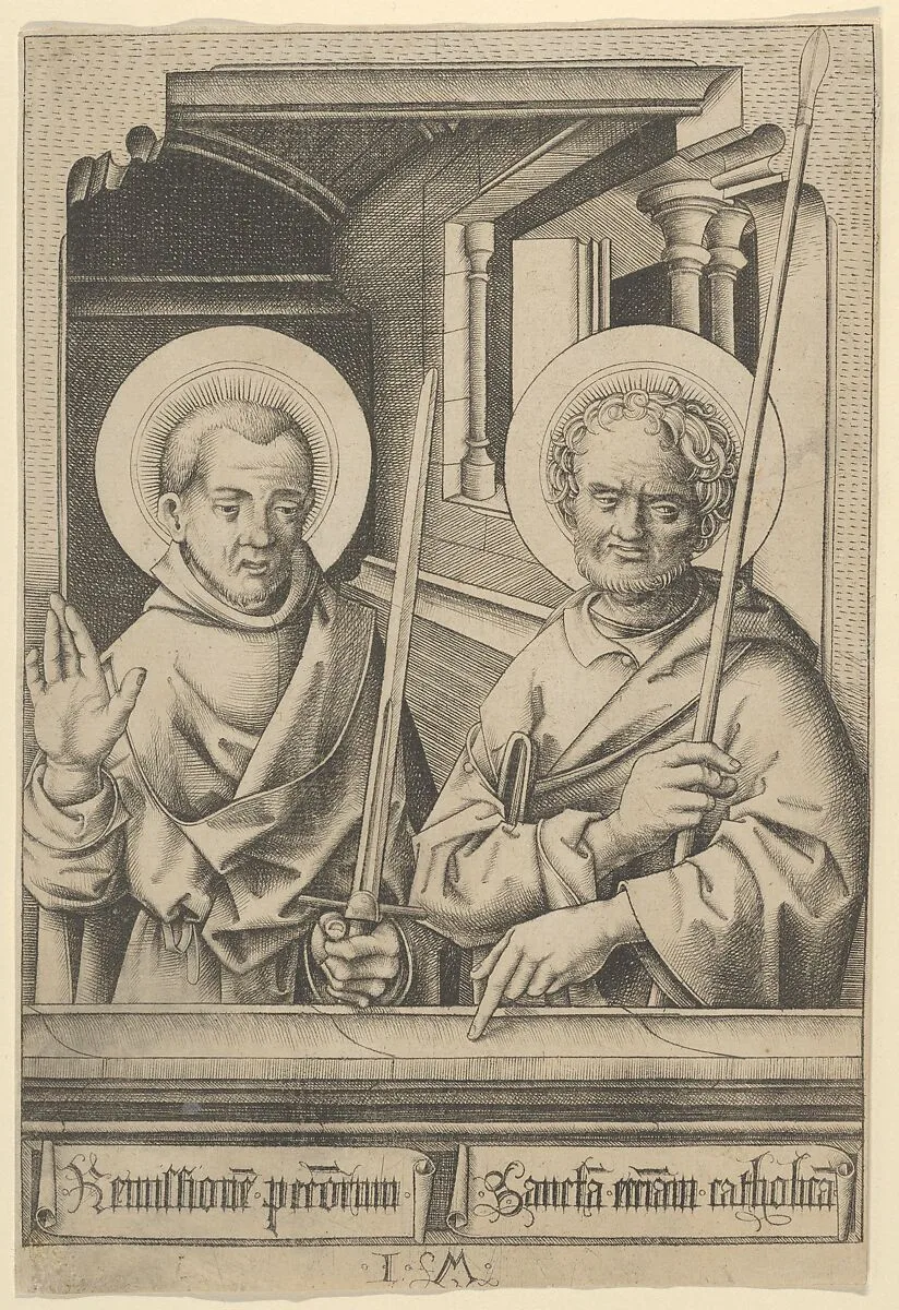 St. Simon (?) and St. Matthew, from The Apostles — Israhel van Meckenem