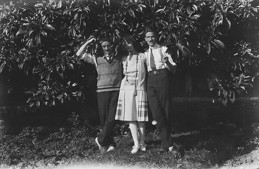 [Lucien Jacques, Georgette Maury, and André Maury Beneath Tree, Juan-les-Pins, France]