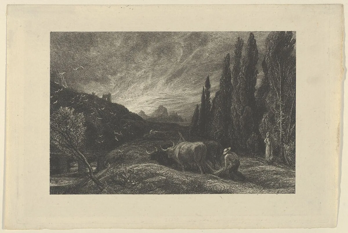 The Early Ploughman, or The Morning Spread Upon the Mountains — Samuel Palmer