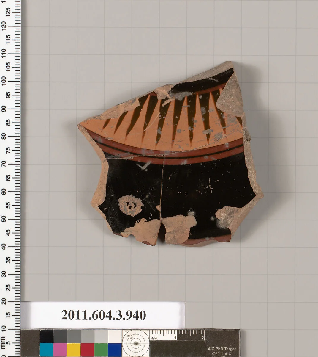 Terracotta fragment of a lekanis lid (covered dish) — Unknown