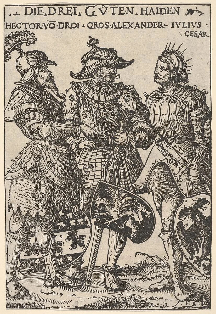 The Three Heathen Heroes (Die Drei Guten Haiden), from "Heroes and Heroines" — Hans Burgkmair|Jost de Negker