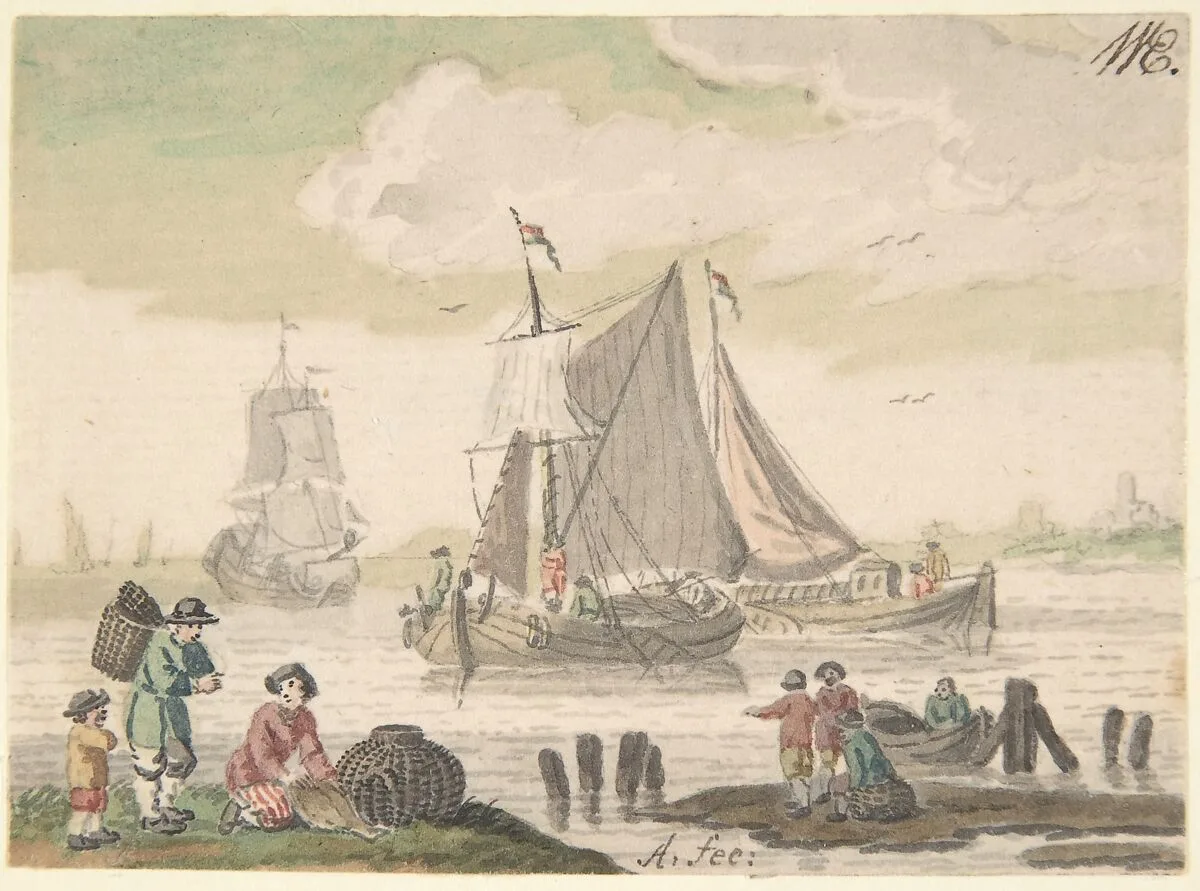 Seascape with Six Figures in the Foreground — Nicolaas Aartman
