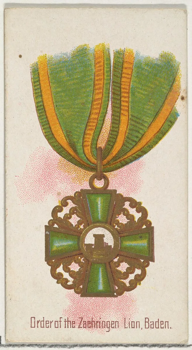 Order of the Zaehringen Lion, Baden, from the World's Decorations series (N30) for Allen & Ginter Cigarettes — Lindner, Eddy & Claus|Allen & Ginter