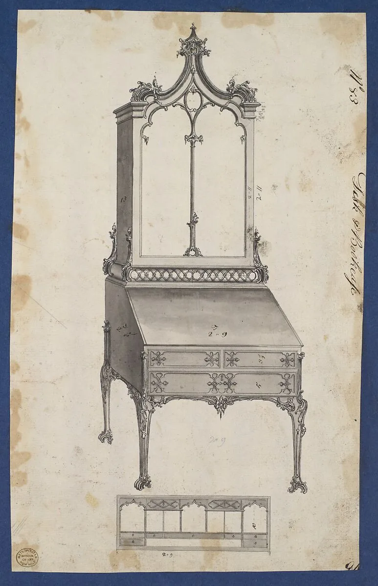 Desk and Bookcase, from Chippendale Drawings, Vol. II — Thomas Chippendale