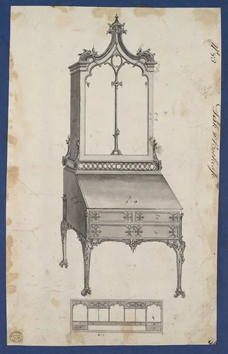 Desk and Bookcase, from Chippendale Drawings, Vol. II