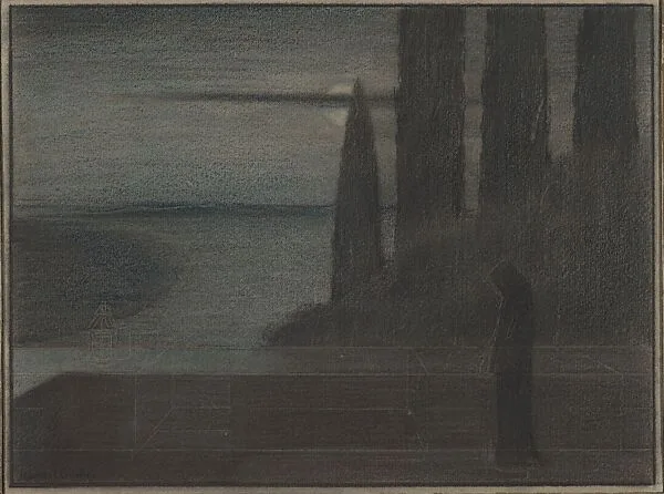 A Hooded Figure in a Landscape — Herbert E. Crowley