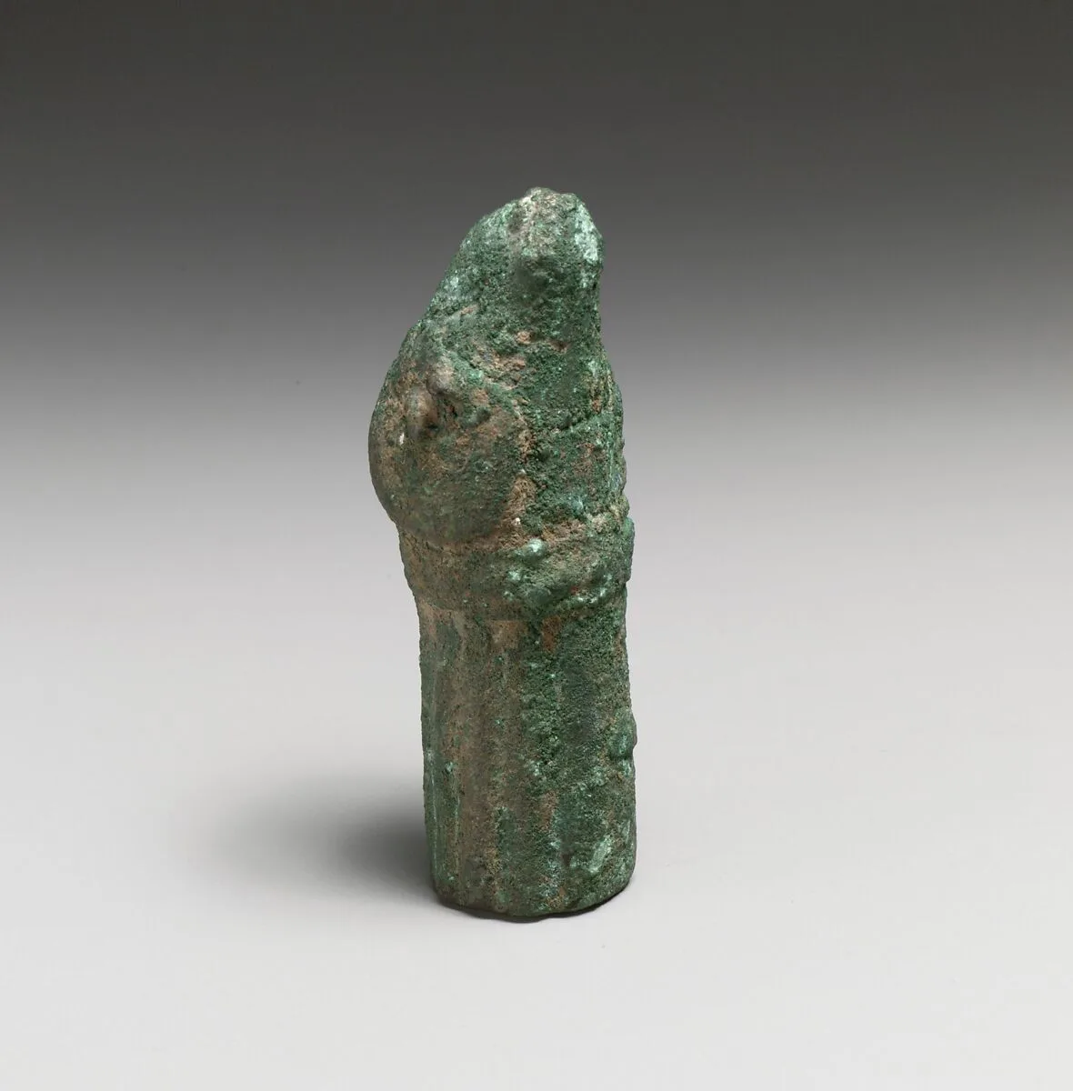 Part of a bronze handle with ram’s head finial — Unknown