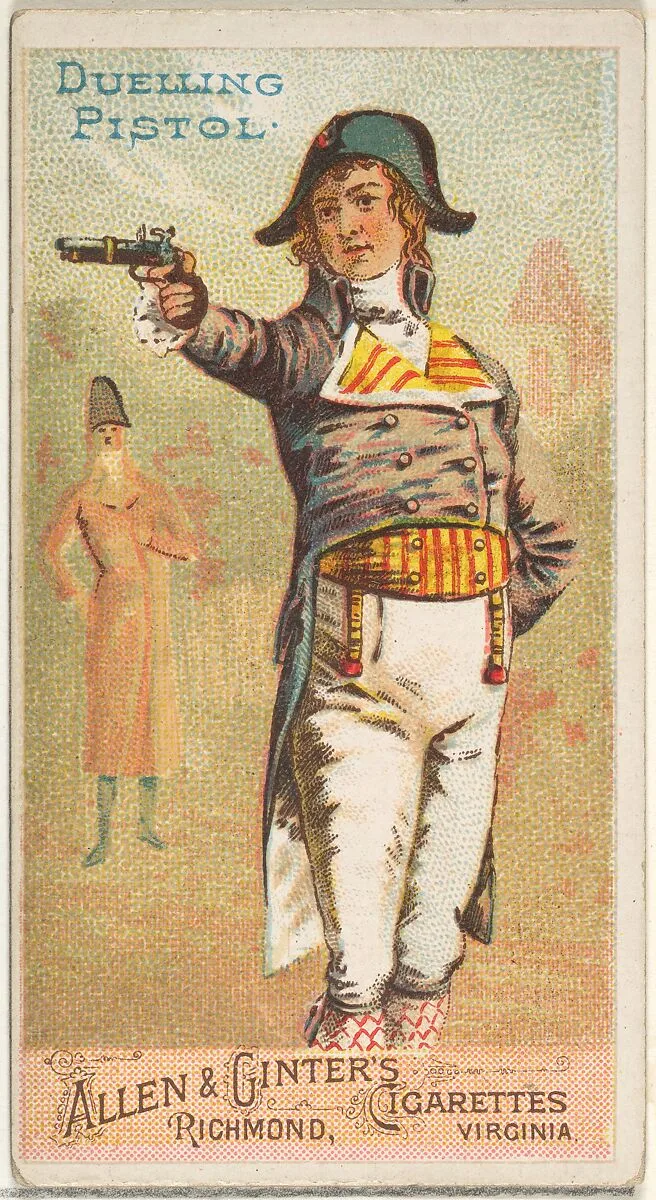 Duelling Pistol, from the Arms of All Nations series (N3) for Allen & Ginter Cigarettes Brands — Allen & Ginter