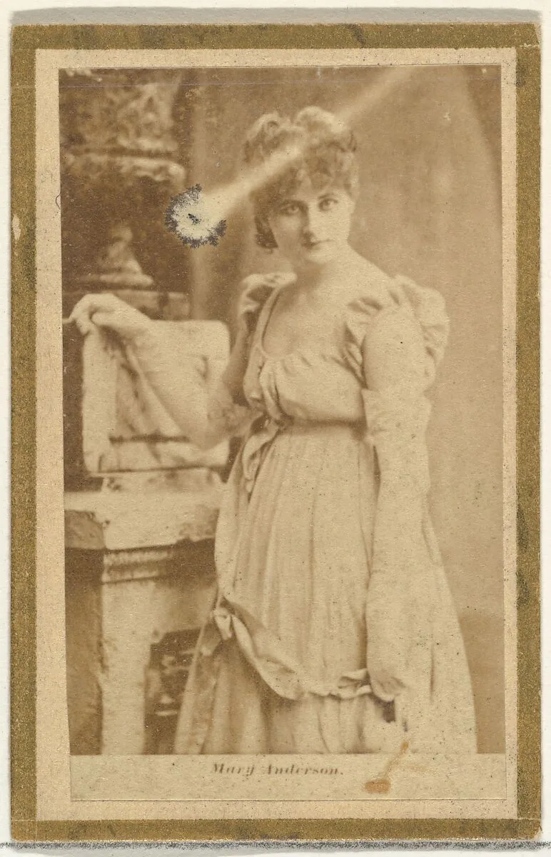 Mary Anderson, from the Actresses and Celebrities series (N60, Type 2) promoting Little Beauties Cigarettes for Allen & Ginter brand tobacco products — Allen & Ginter