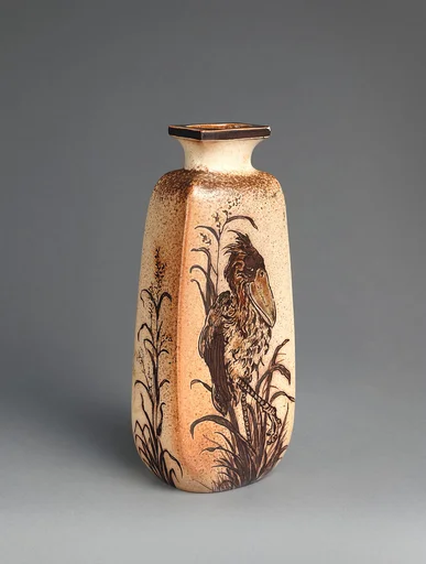 Bottle vase with birds