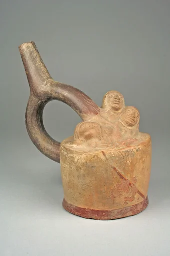 Stirrup Spout Bottle with Figures