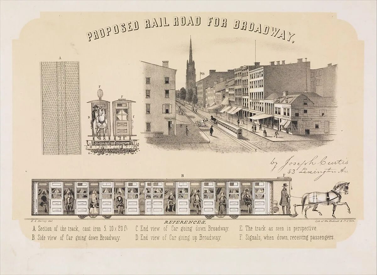 Proposed Rail Road for Broadway — William Endicott & Co.|Joseph Curtis|H. A. Harvey