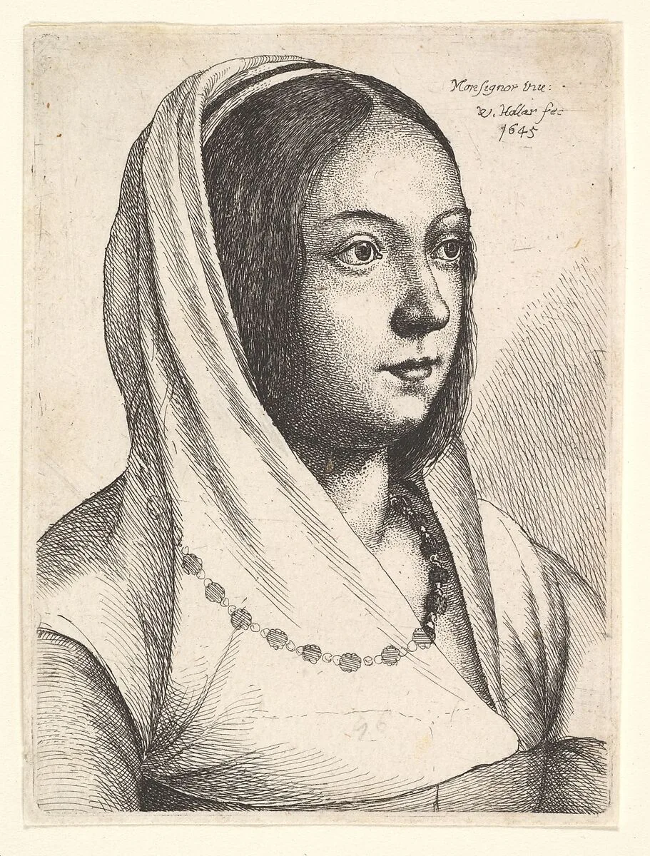 Young woman with a scarf on her head — Wenceslaus Hollar|Francesco Bonsignori