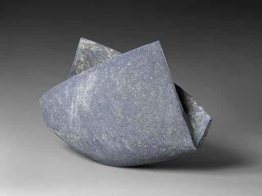 三原研 (1958年生) 「起源 07」 (2007年)|Large Folded Vessel with Deep Blue-Grey and Cream Tones