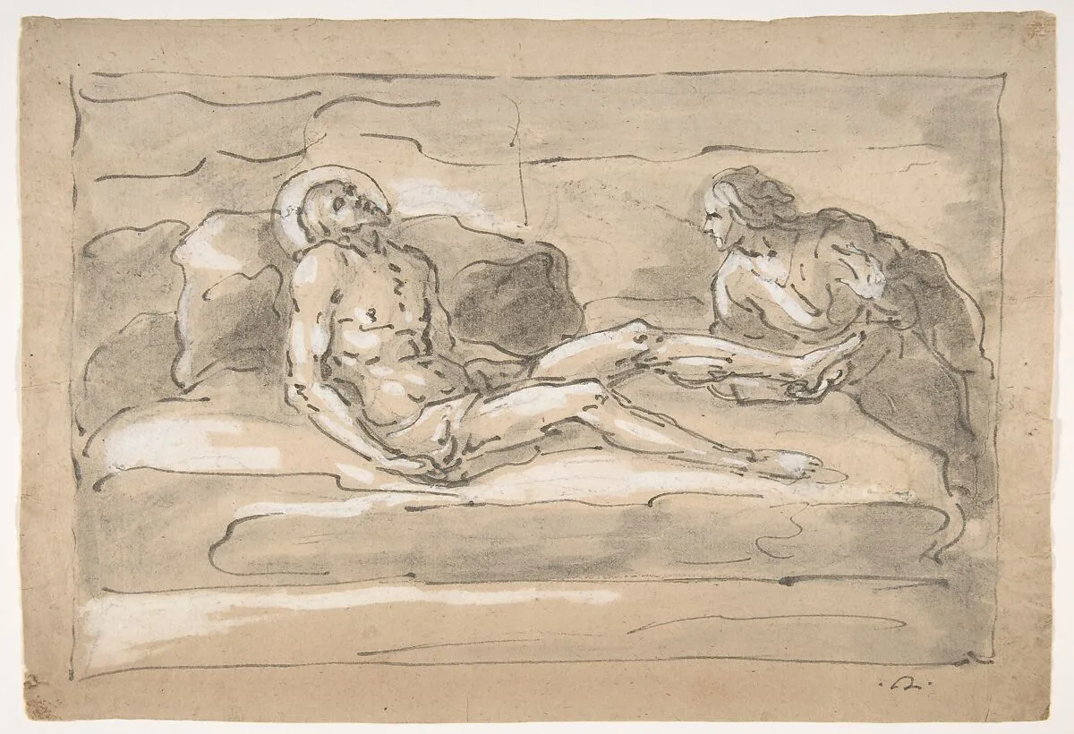 The Dead Christ Mourned by the Magdalen Who Venerates the Wounds on His Feet — Fortunato Duranti
