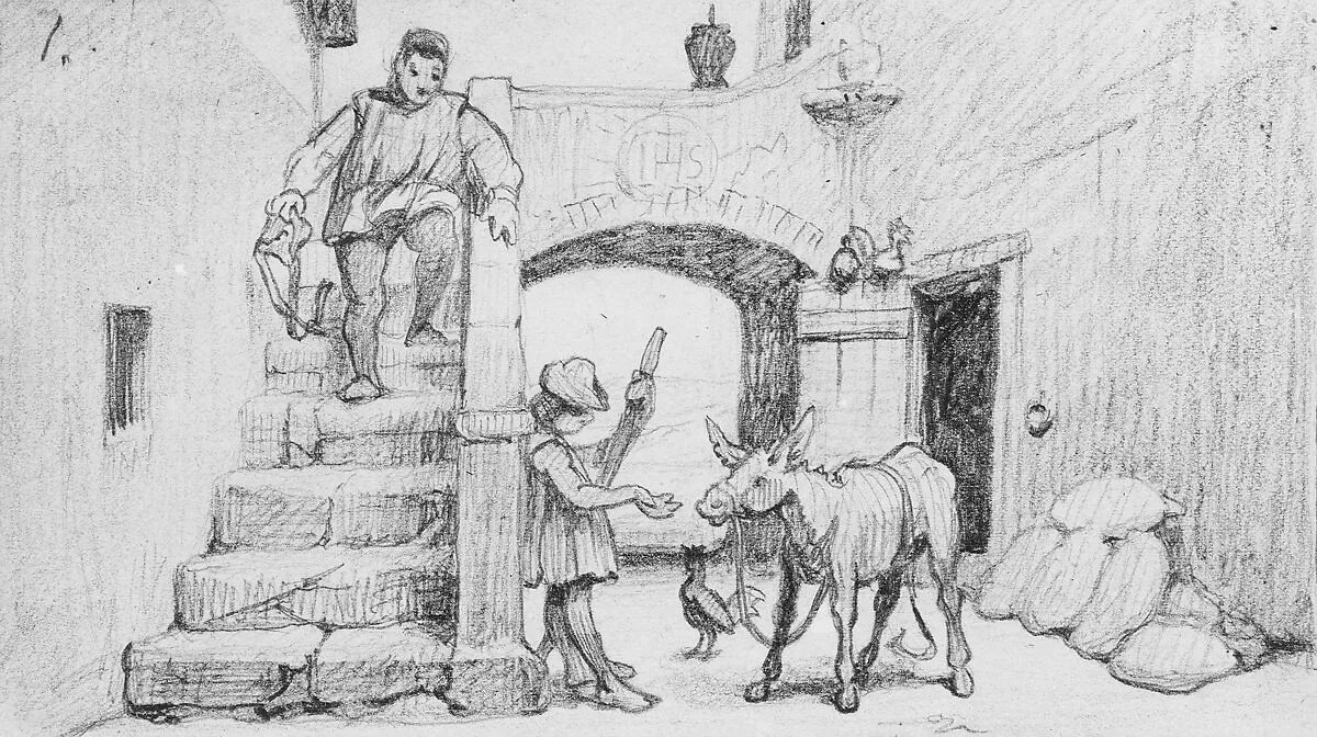 The Fable of the Miller, His Son and the Donkey No. 1 — Elihu Vedder