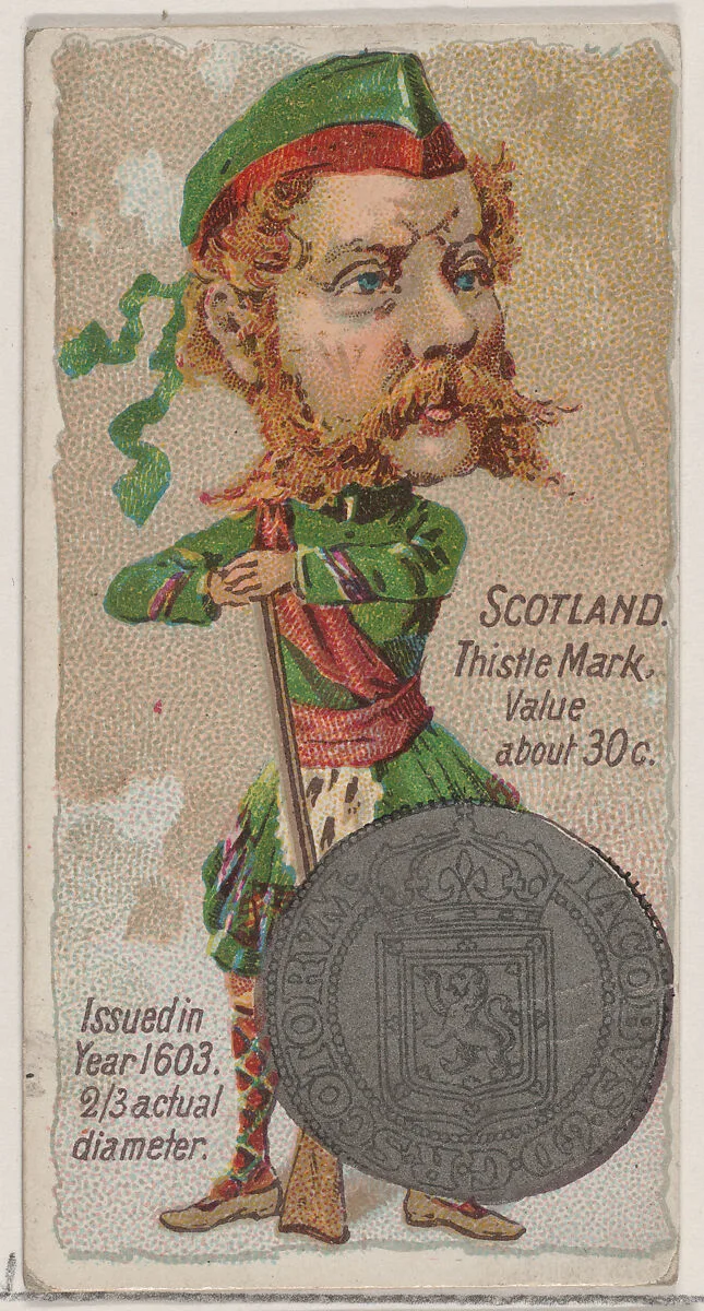 Scotland, Thistle Mark, from the series Coins of All Nations (N72, variation 2) for Duke brand cigarettes — W. Duke, Sons & Co.