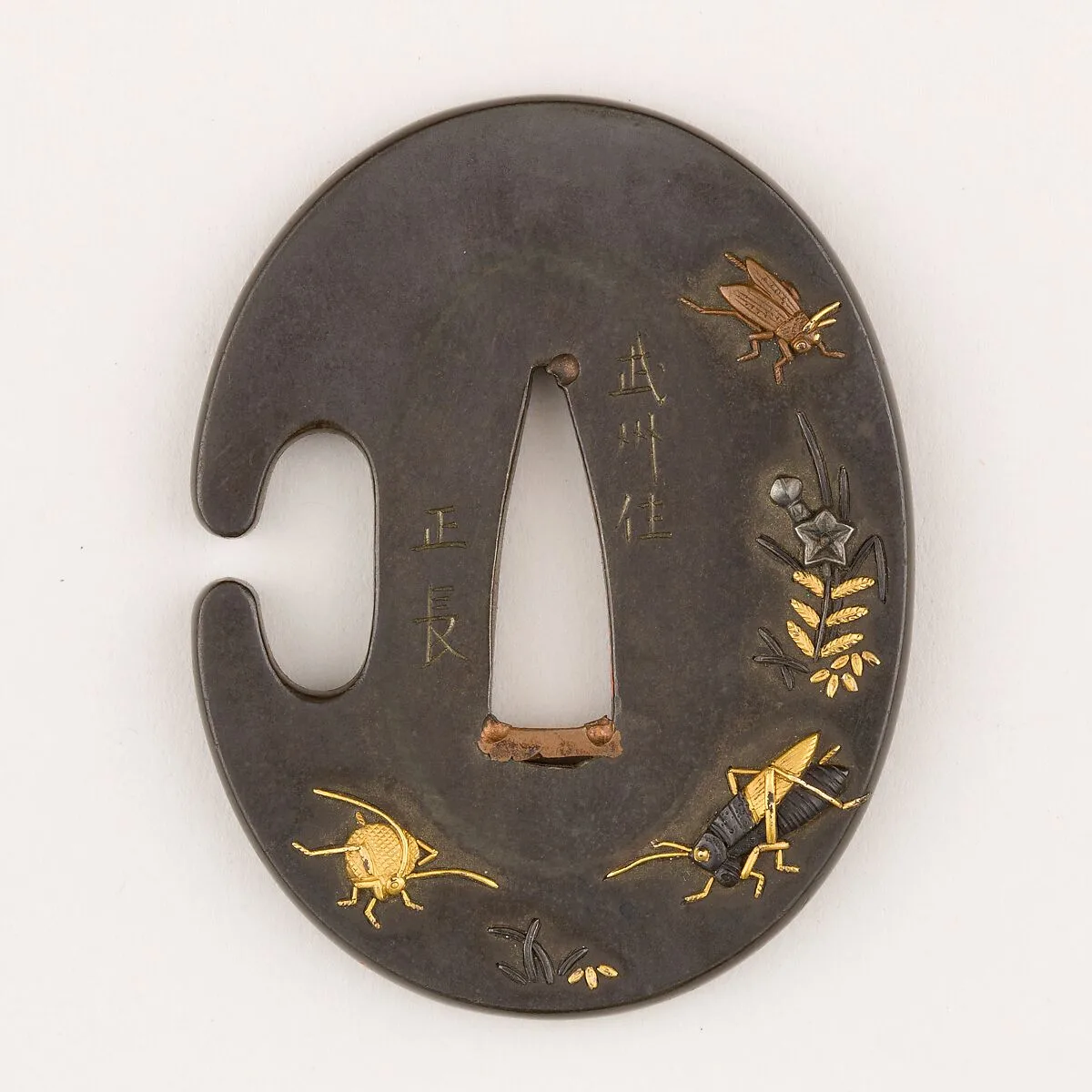 Sword Guard (<i>Tsuba</i>) With the Motif of Insects and Autumnal Vegetation (秋草に虫図鐔) — Unknown