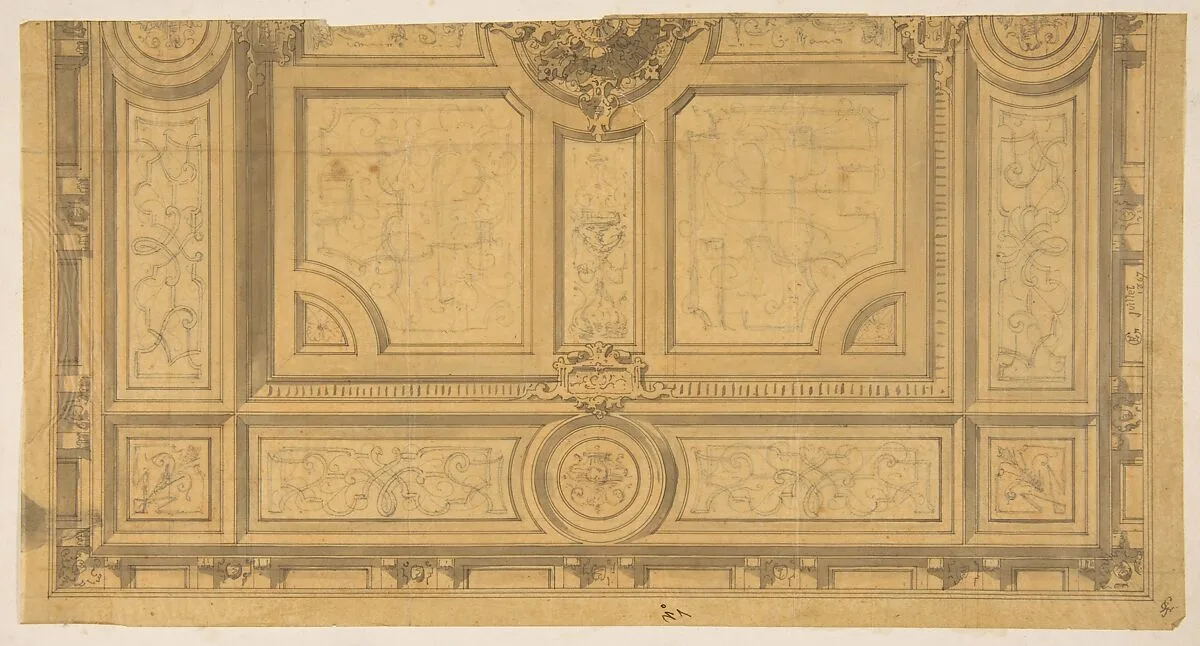 Design for Half of a Ceiling Decoration, Fontainbleau — Jules-Edmond-Charles Lachaise|Eugène-Pierre Gourdet
