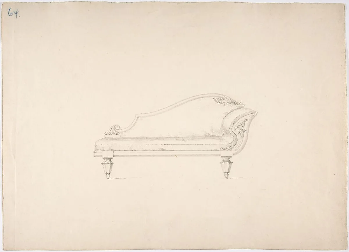 Design for a Sofa with One Wing-like Arm — Anonymous, British, 19th century