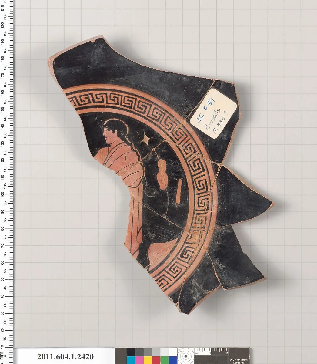 Terracotta fragment of a kylix (drinking cup) — Painter of Brussels R 330