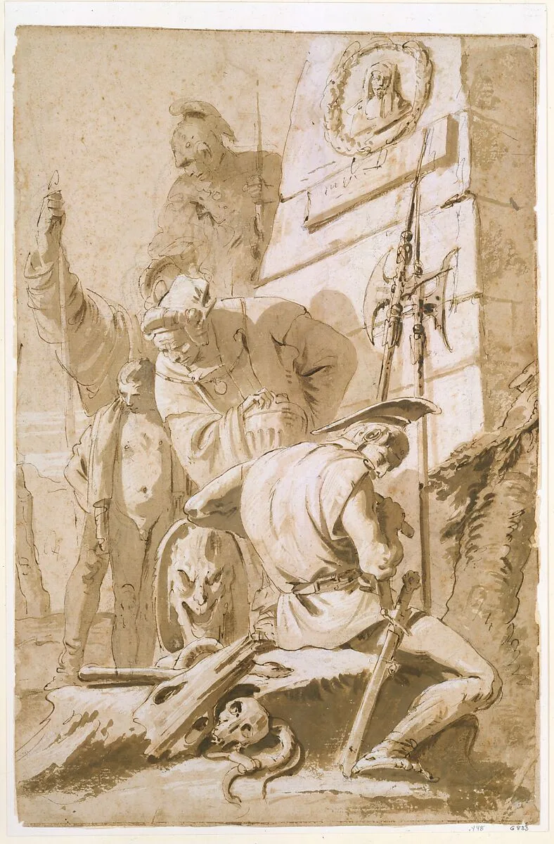 Soldiers Around a Monument — Giovanni Battista Tiepolo
