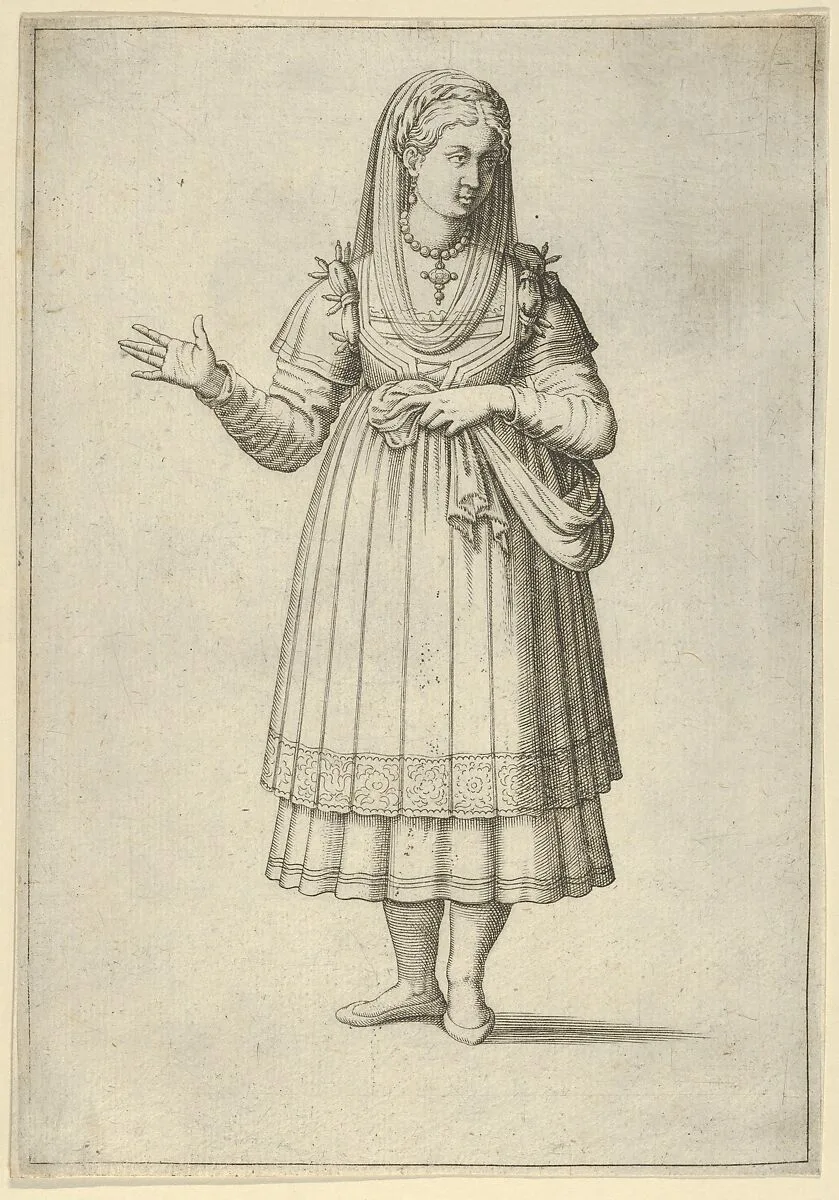 Girl from the Island of Paros, from 'Les quatre premiers livres des navigations et pérégrinations orientales' by Nicolas de Nicolay — Léon Davent|Anonymous