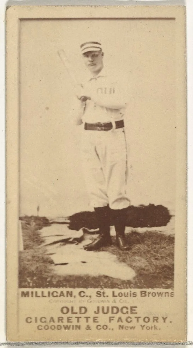 Jocko Milligan, Catcher, St. Louis Browns, from the Old Judge series (N172) for Old Judge Cigarettes — Goodwin & Company