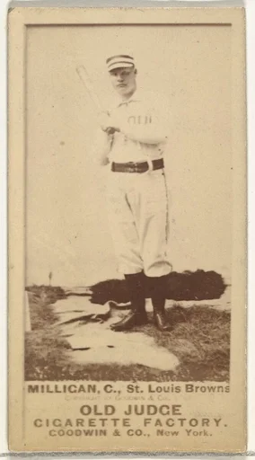 Jocko Milligan, Catcher, St. Louis Browns, from the Old Judge series (N172) for Old Judge Cigarettes