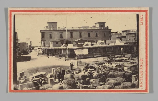 [Two Story Building with One Story Flat Roofed Building in Front, Lima]