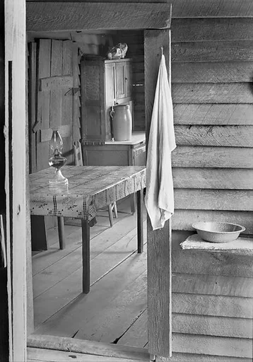 [Washstand with View Into Dining Area of Burroughs Home, Hale County, Alabama]
