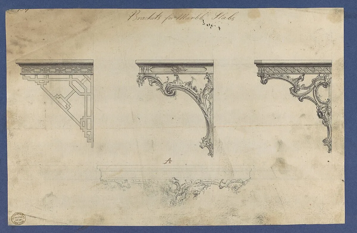Brackets for Marble Slabs, in Chippendale Drawings, Vol. I — Thomas Chippendale