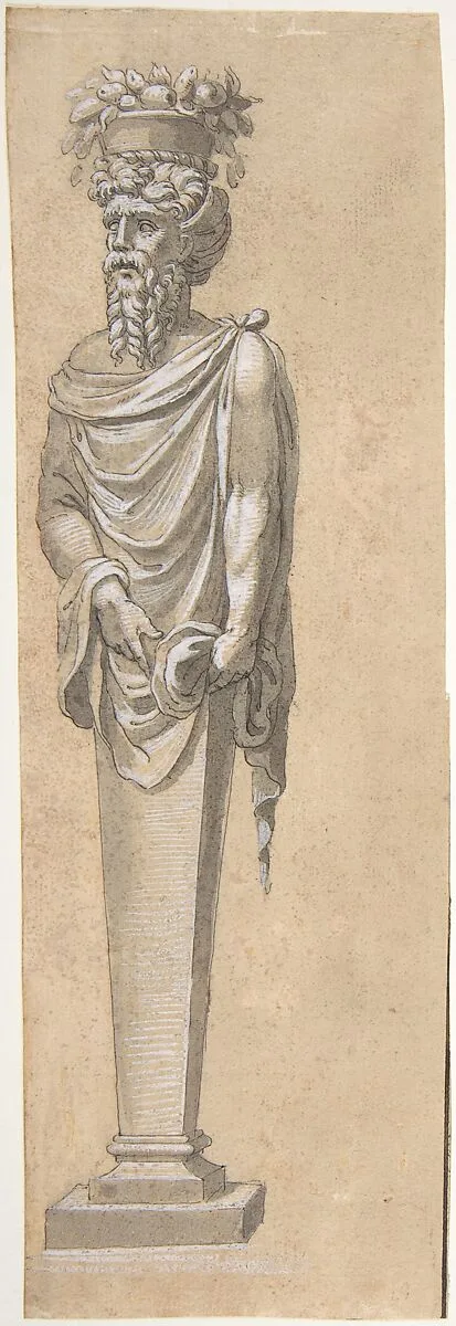 Bearded Male Term Looking Left — Anonymous, French, 16th century