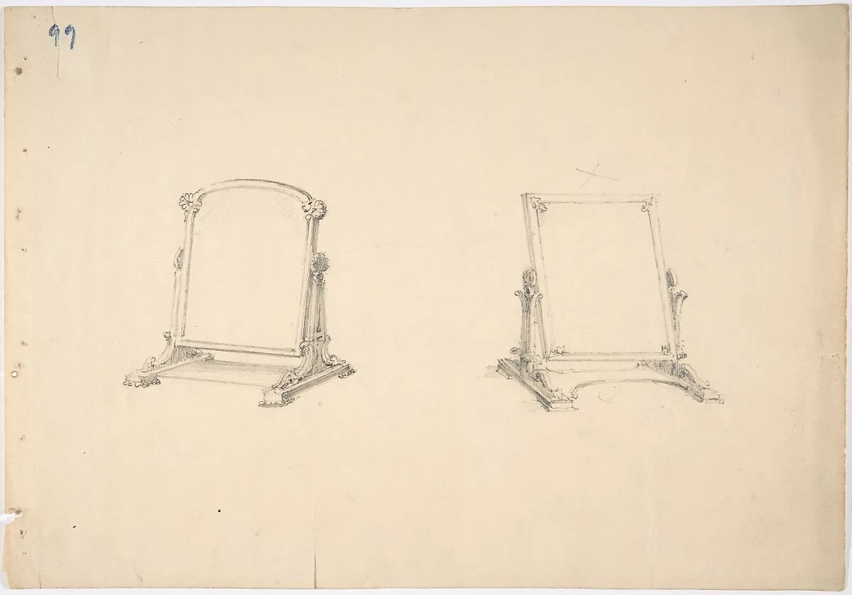 Design for Two Ornamented Tabletop Mirrors — Anonymous, British, 19th century