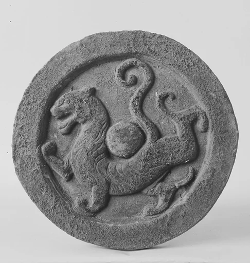 西漢 四神陶瓦當―白虎|Roof tile end with tiger