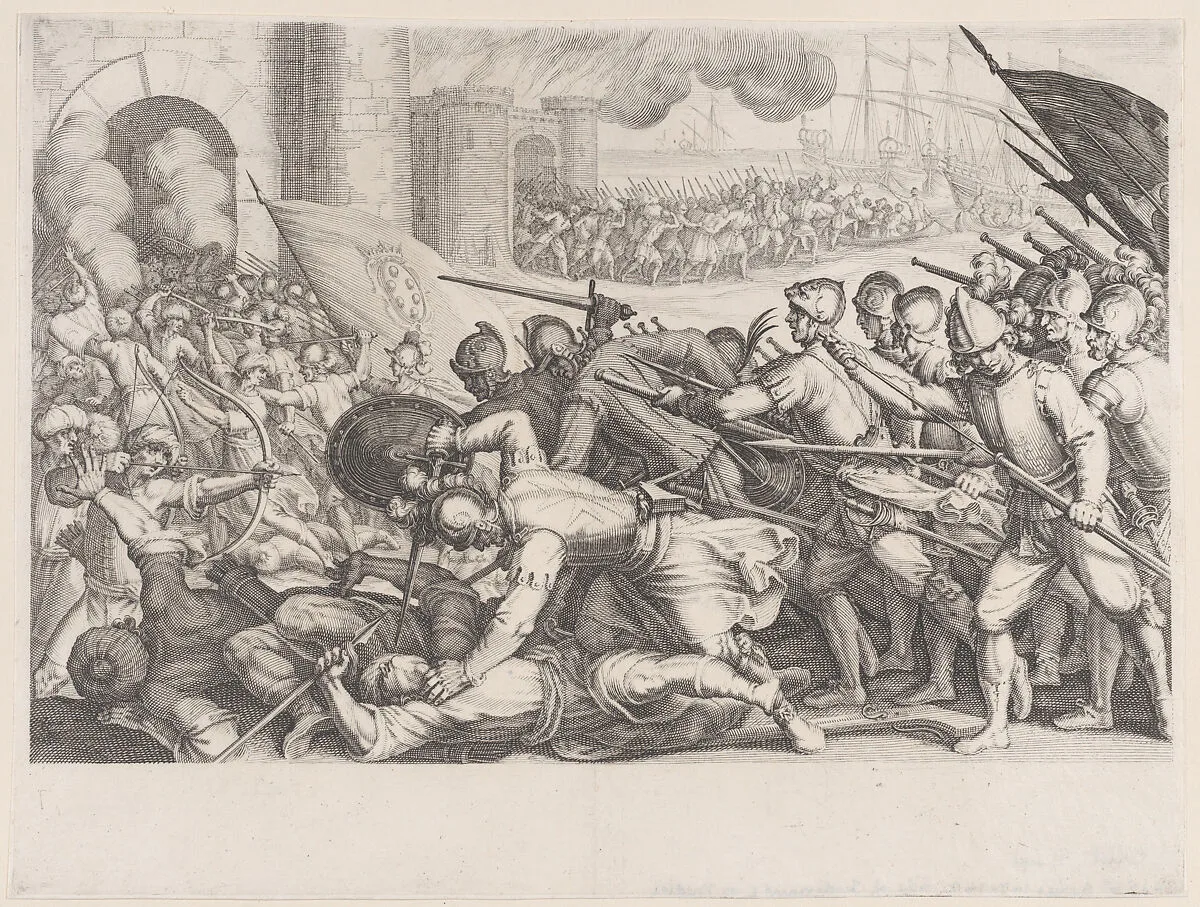 Les Troupes Forcent la Porte d'une Ville (The Troops Force Their Way Through the Gate of a City), from La Vie de Ferdinand Ier de Médicis série appelée aussi Les Batailles des Médicis (The Life of Ferdinand I de'Medici also called The Medici Battles) — Jacques Callot|Matteo Rosselli