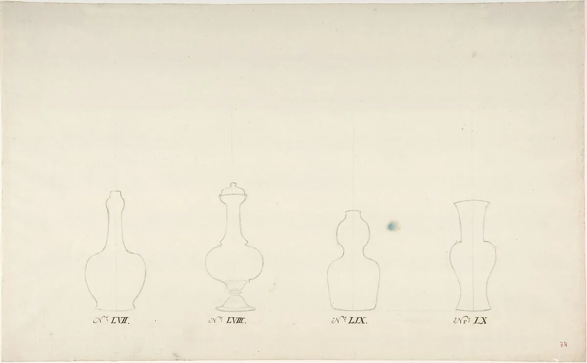 Design for Four Vases — Anonymous, French, 18th century