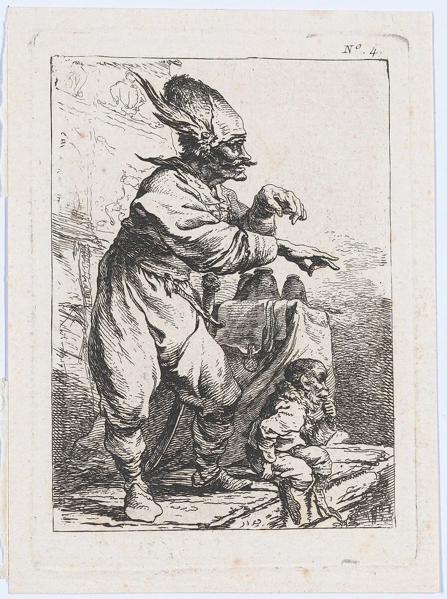 A Performer on a Stage with a Monkey — Philippe Jacques de Loutherbourg