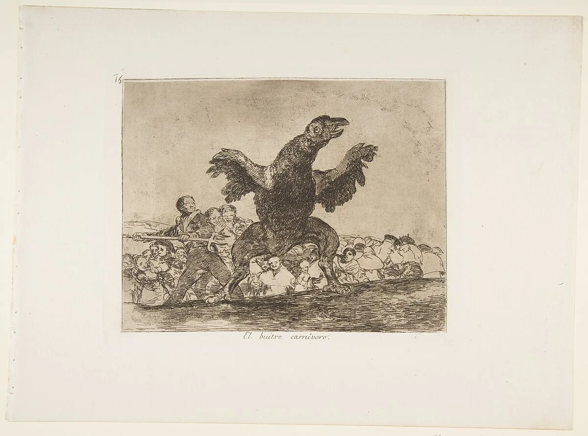 Plate 76 from "The Disasters of War" (Los Desastres de la Guerra): 'The carnivorous vulture' (El buitre carnívoro) — Goya (Francisco de Goya y Lucientes)
