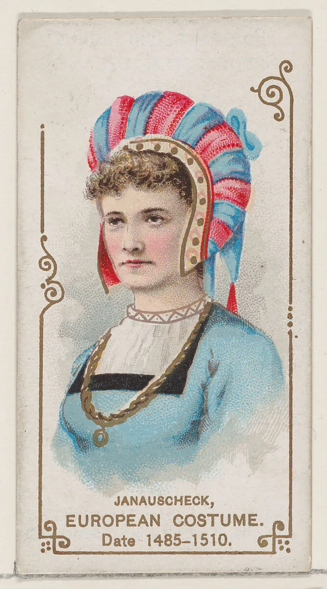 Janauscheck in European Costume from 1485-1510, from the set Actors and Actresses, First Series (N70) for Duke brand cigarettes — W. Duke, Sons & Co.|Knapp & Company